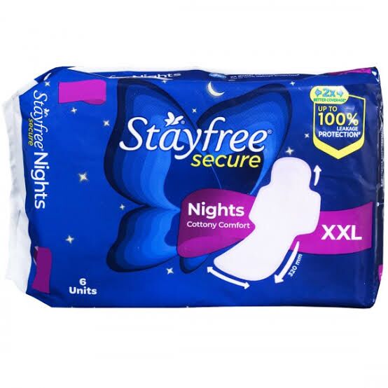 ChatGPT Image Oct 10, 2026, 04_01_51 AM Stayfree Secure Nights Cottony Soft Comfort XXL Sanitary Pads – Pack of 6