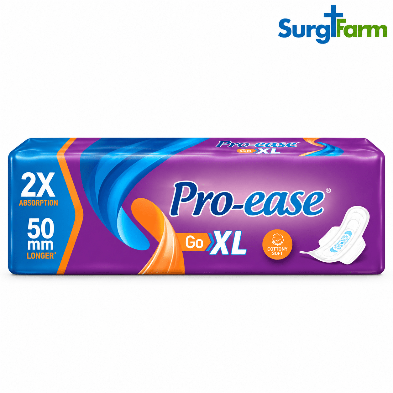 Pro-Ease Go XL Sanitary Pads – 50 mm Longer, 2X Absorption