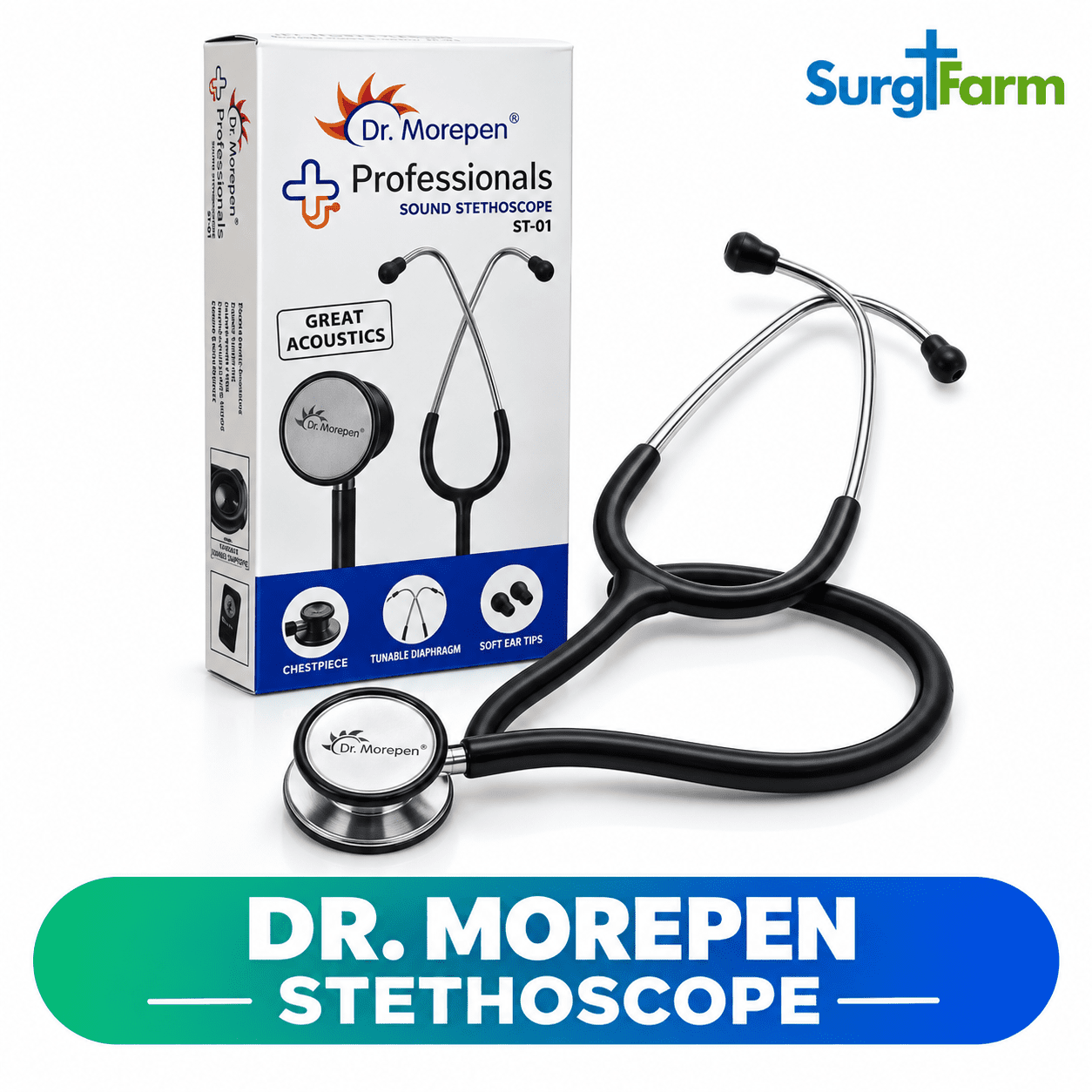 Dr. Morepen Stethoscope Product Display Dr. Morepen Professionals Deluxe Stethoscope ST-01A