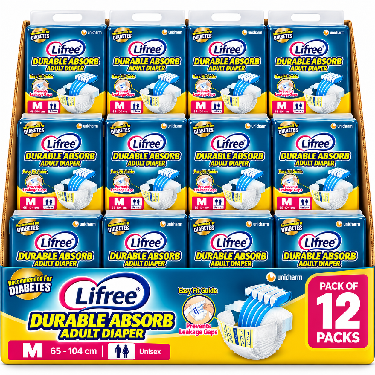 Lifree Adult Diaper Display Box Lifree Adult Diaper Tape M Type with adjustable side fasteners