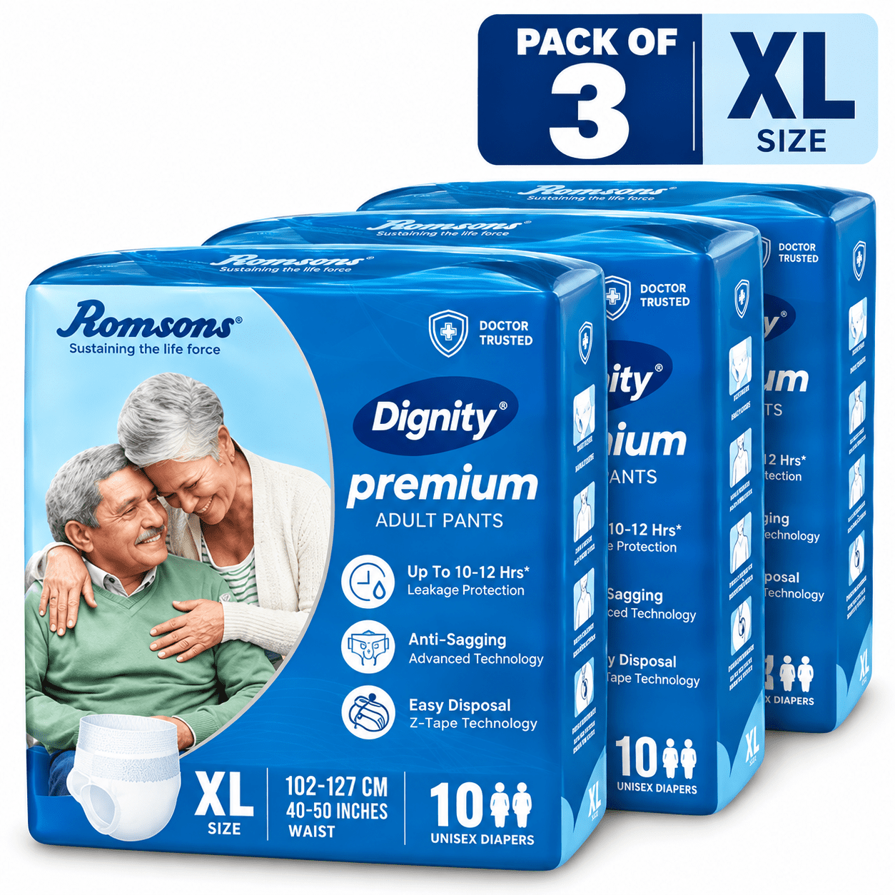 Romsons Dignity XL Adult Pants Pack of 3 DIGNITY Premium Pant Style Adult Diapers pack