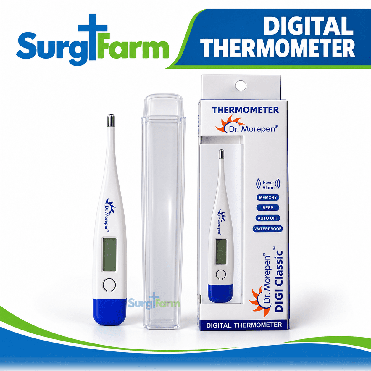 SurgFarm Digital Thermometer Set Dr. Morepen DigiClassic Digital Thermometer Model MT-110 - Image 1