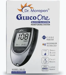 Morepen GlucoOne Blood Glucose Monitor BG-03 Dr Morepen Glucometer GlucoOne BG-03 blood glucose monitor
